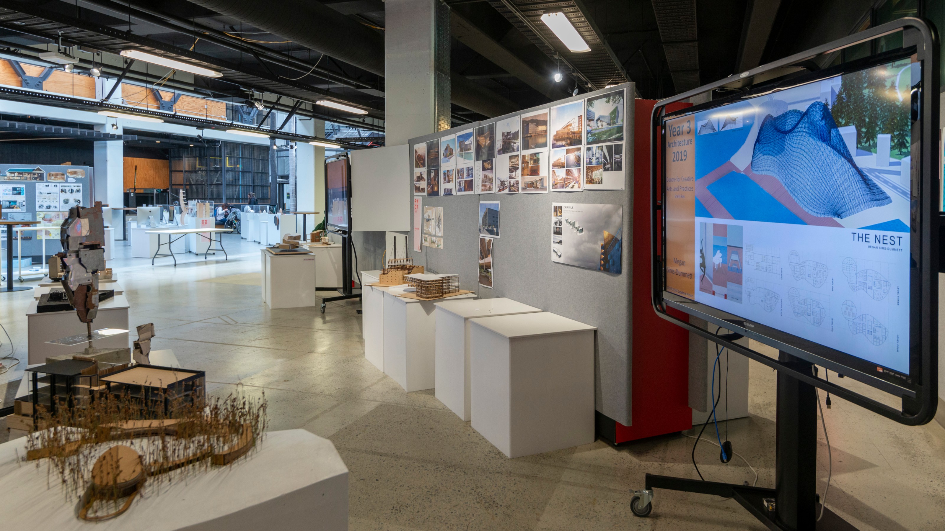 Architectural models exhibited at Wellington Faculty of Architecture and Design Innovation End of Year Exhibition RNDR2019