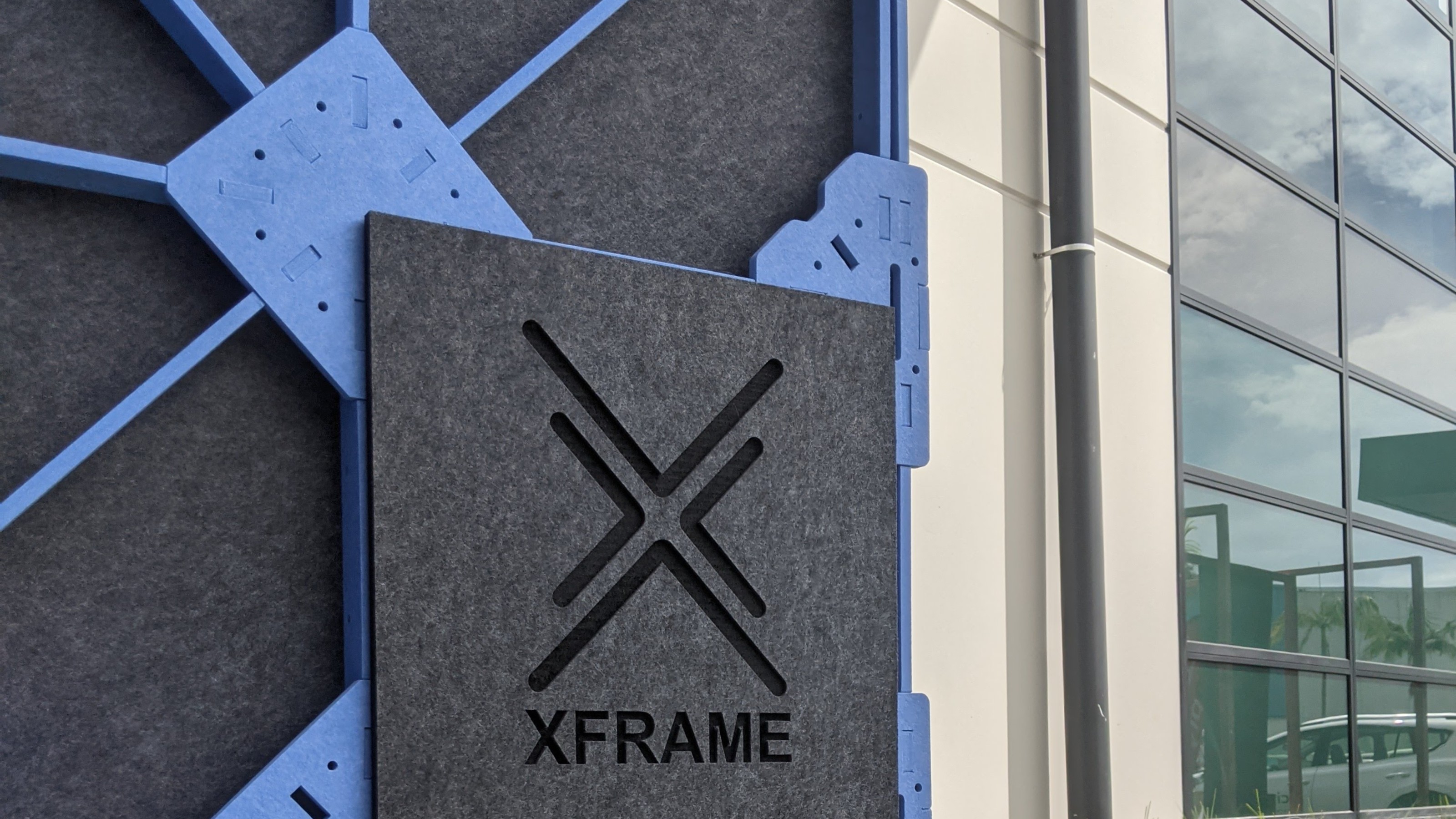 Close up of wall constructed using X-frame