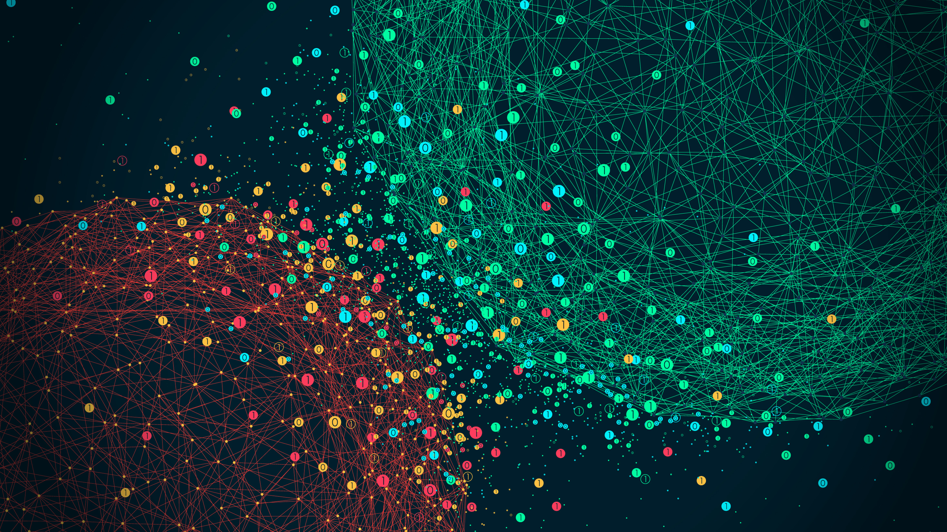 Two large clusters of ones and zeros