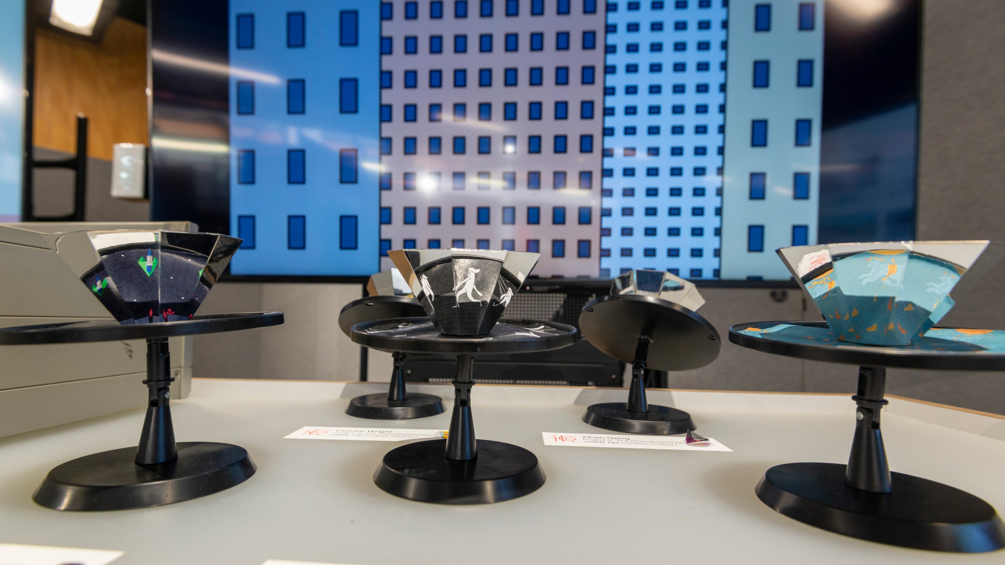 Close up of design students mirror objects displayed at Wellington Faculty of Architecture and Design Innovation End of Year Exhibition 2019