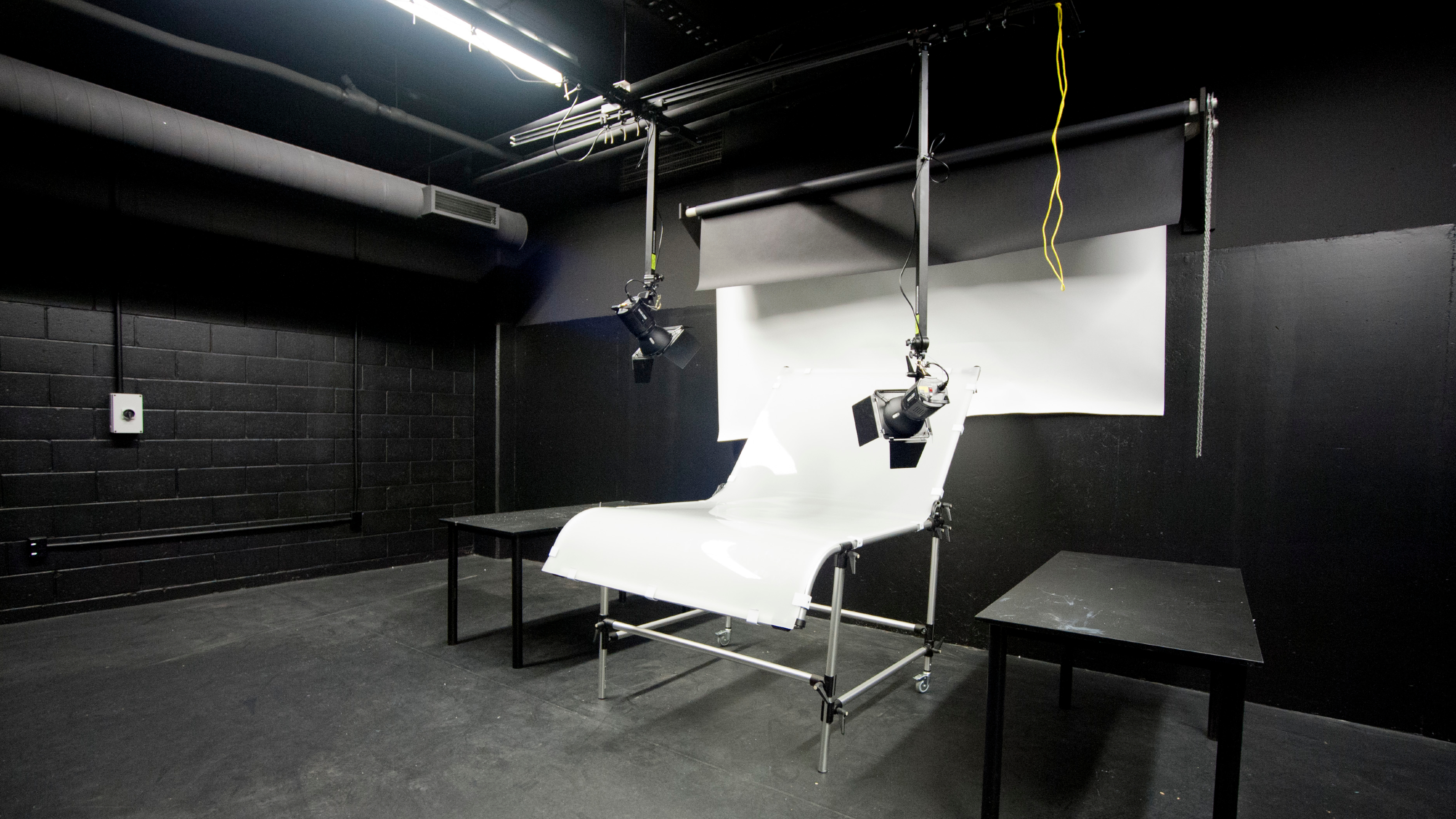 White product/still life shooting table in the Wellington Faculty of Architecture and Design Innovation photography studio