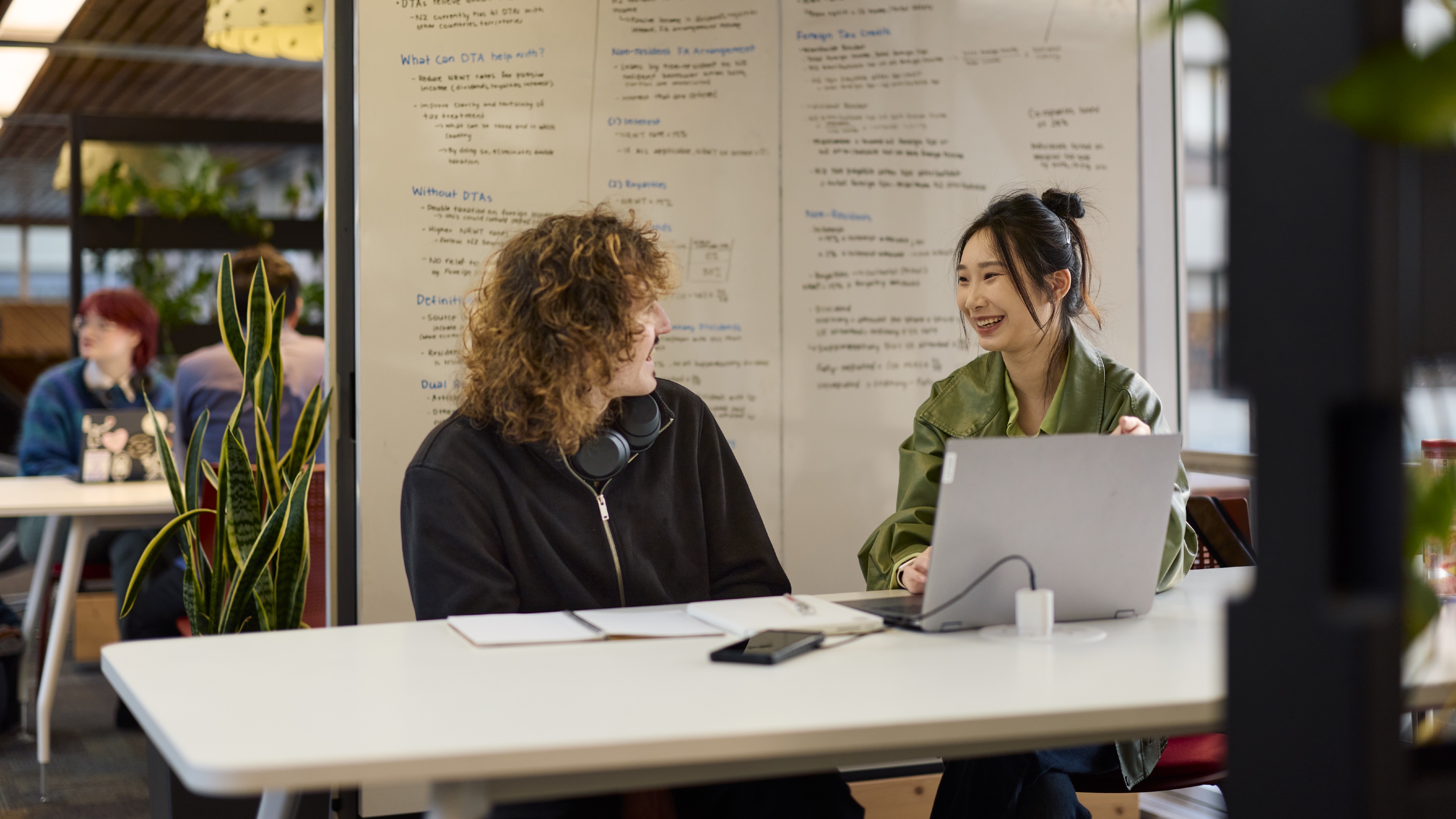 Two students studying