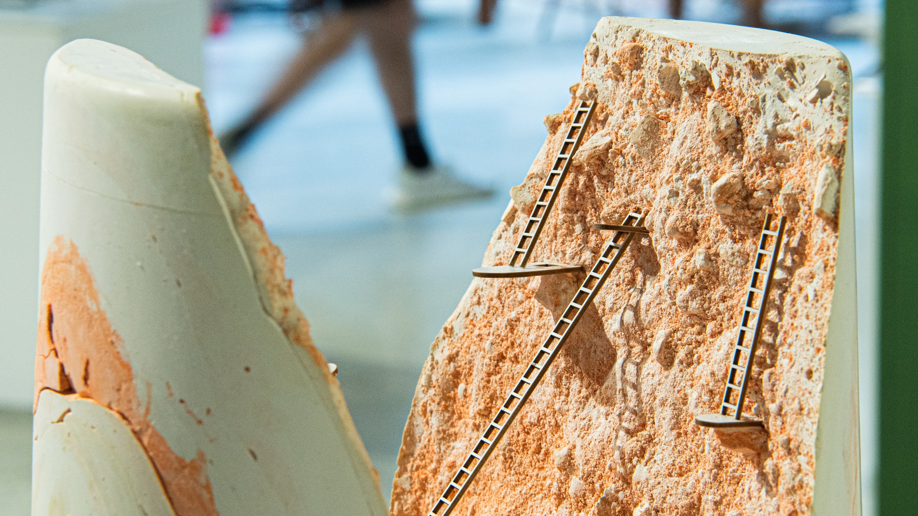 Close up of conceptual pavilion model from Collective properties exhibition by SARC 261 elective students