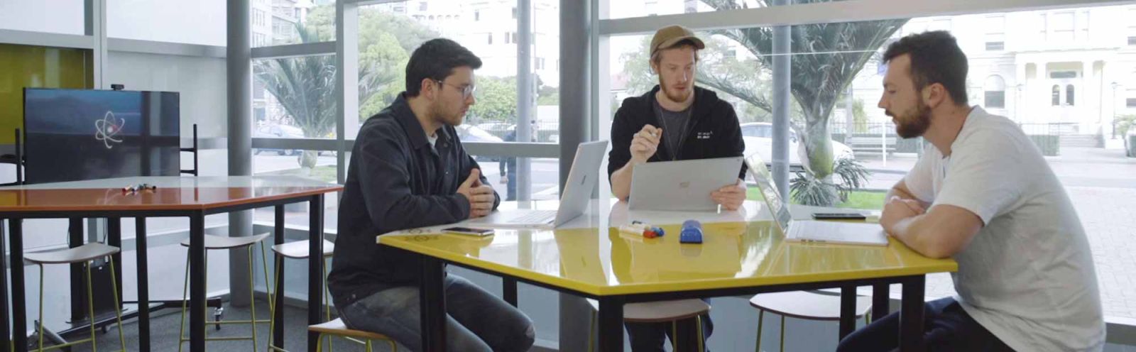 Entrepreneurs using The Atom innovation space.
