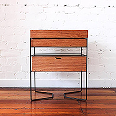 Student Profile Ellen Crane.jpg A bed side table made of plywood and wire