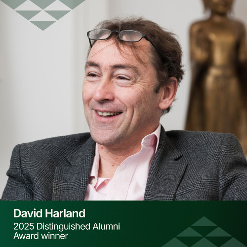DAA 2025 David Harland An image of David Harland, a pakeha man smiling with brown hair wearing a pink shirt.