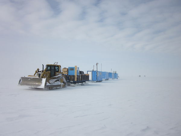 Using a D6 to move camp from Site 2 to Site 3, Coulman High site survey c. Sanne Maas 2010-2011