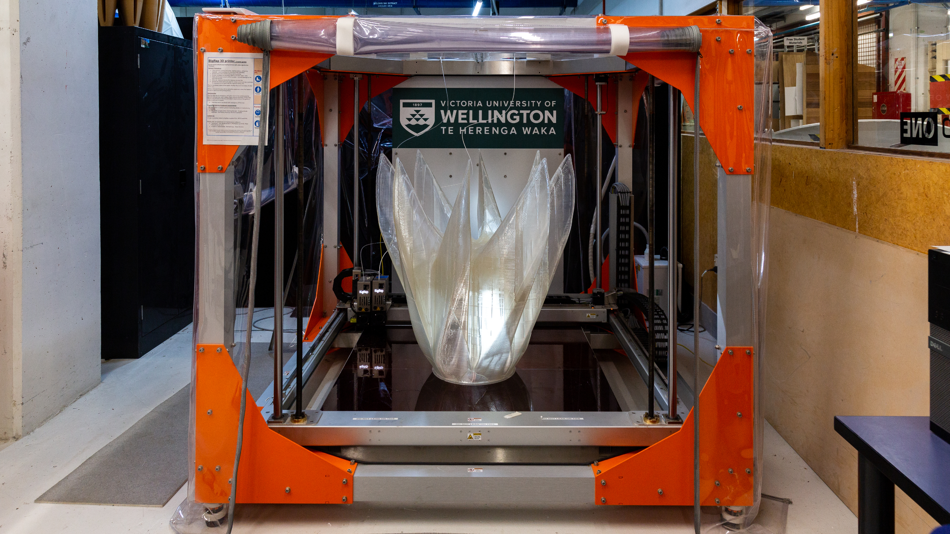 Orange and metal BigRep one FDM 3D printer