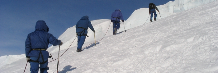 Snow walk A group snow walking in Antarctica.