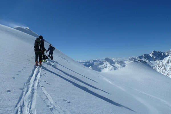 Surveying the upper slopes of Tasman Glacier, Southern Alps c. Shaun Eaves 2012