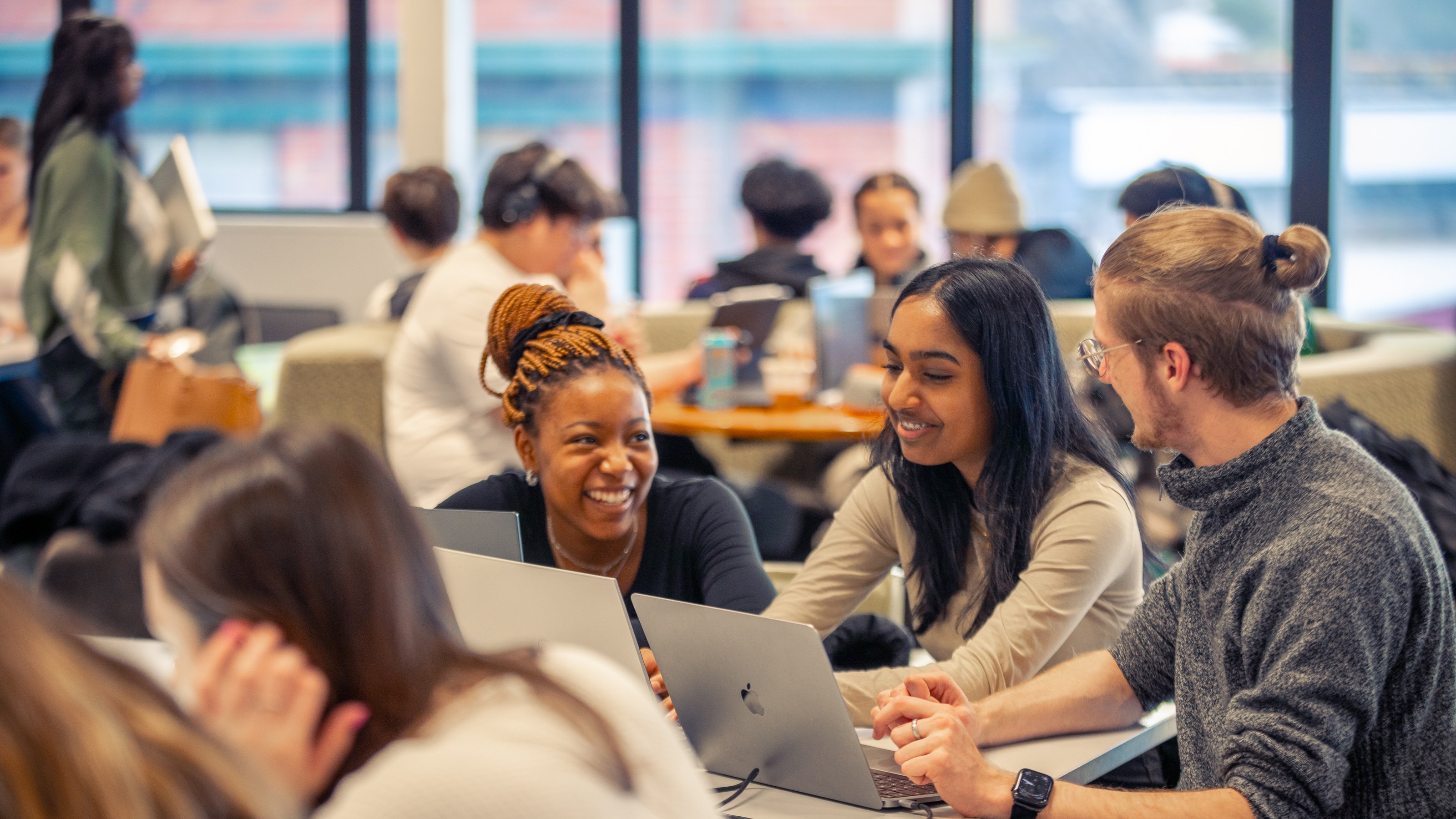 A group of students studying in the Library.