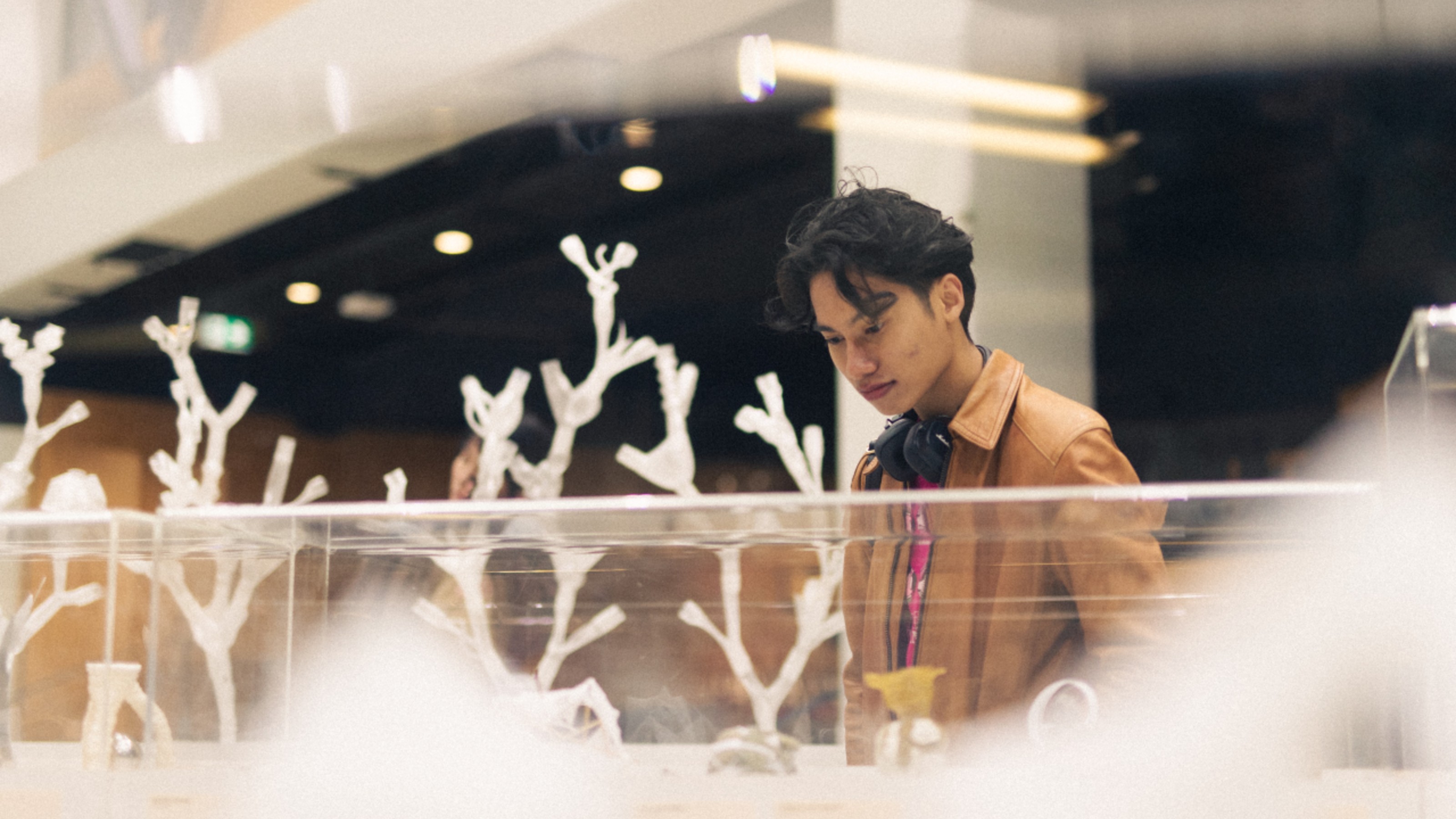 Man looking at design installation