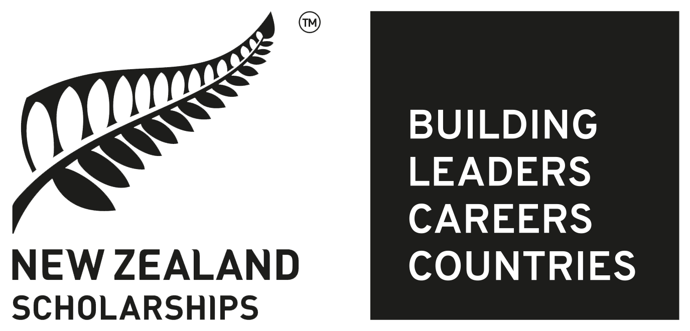 Ministry of Foreign Affairs and Trade New Zealand Scholarships programme logo featuring a black fern graphic and the words 