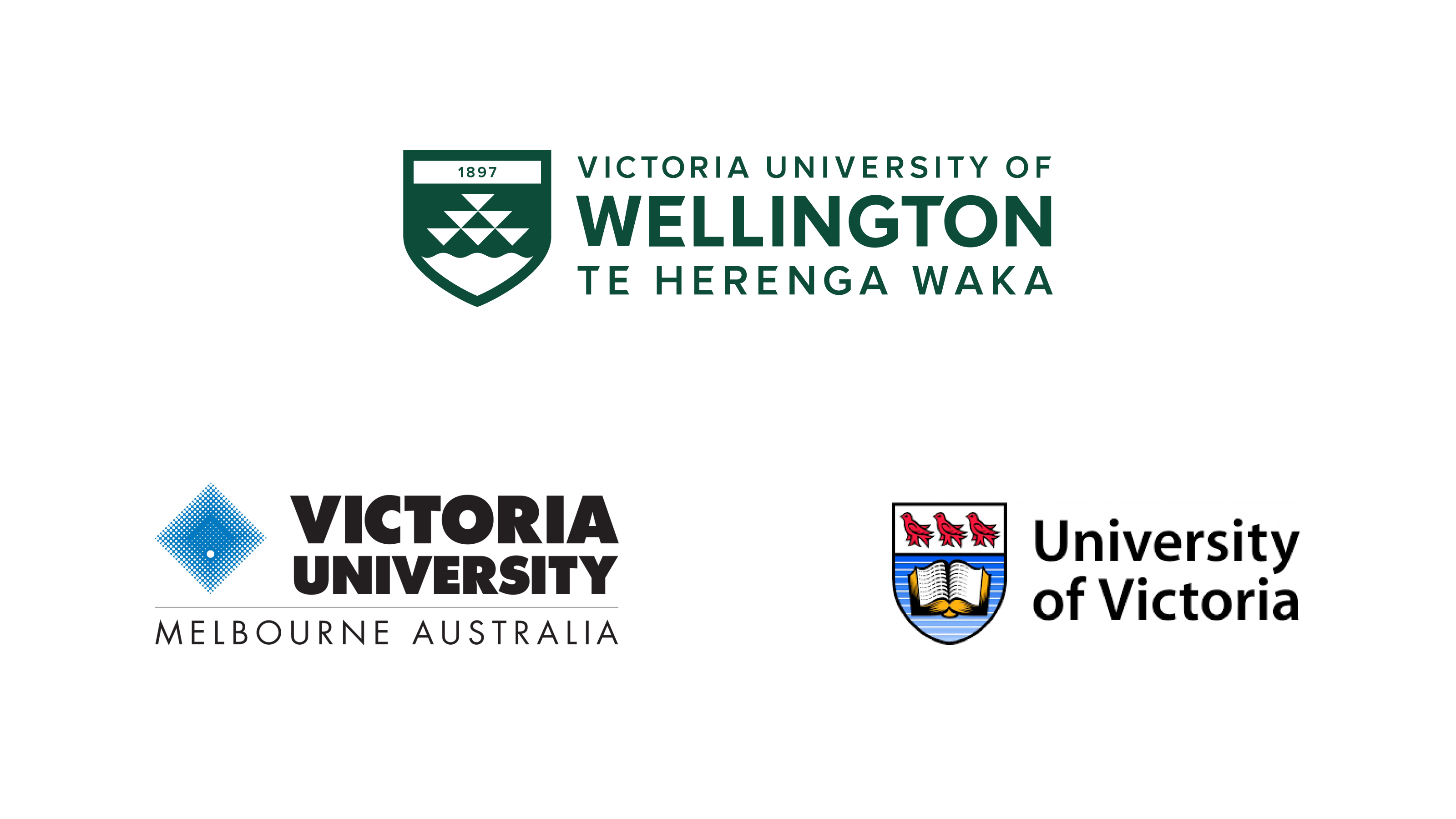 Logos of various universities with 'Victoria' in their name.