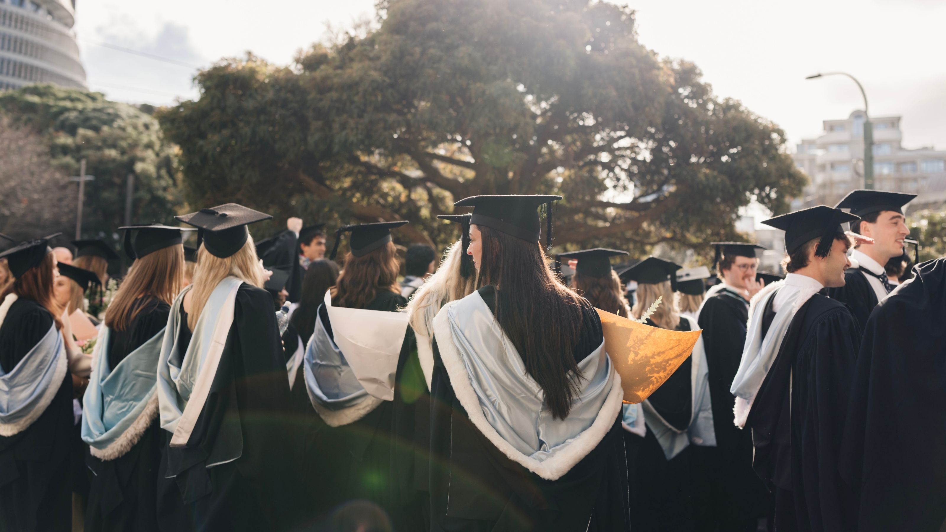 Students at Graduation outside Law building