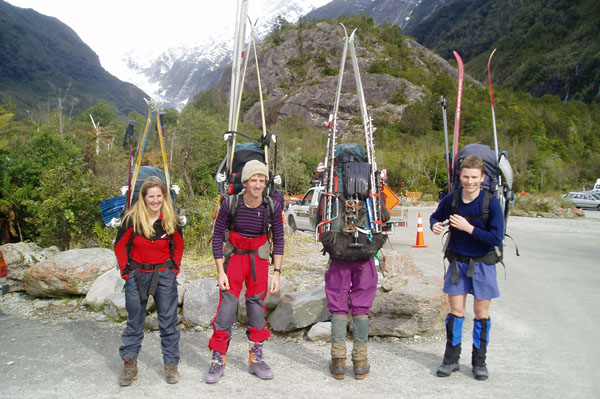 Ready to start the fieldwork, Franz Josef Glacier c. Julian Thomson 2004