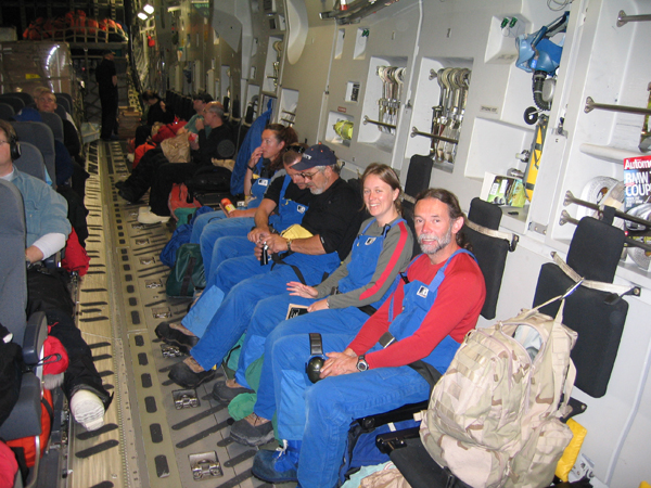 Onboard the C-17 headed to the Ice c. Tim Naish 2006-2007