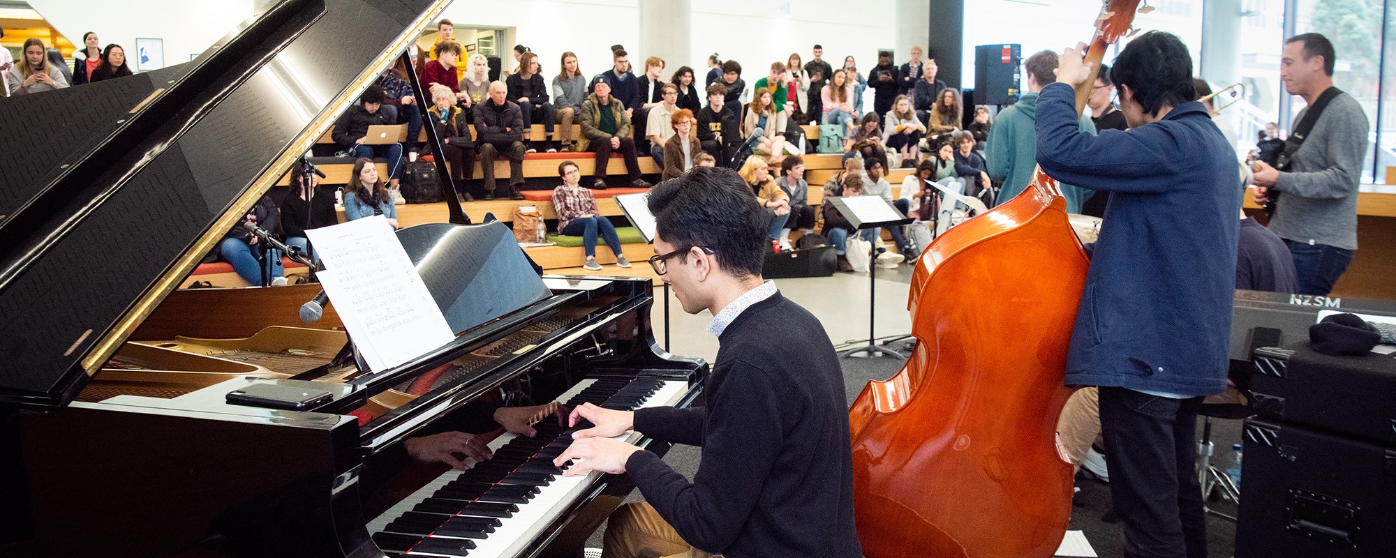 Musical performance in the Hub.