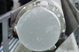 Close-up of an ice core showing air bubbles, Roosevelt Island c. Nancy Bertler 2011-12