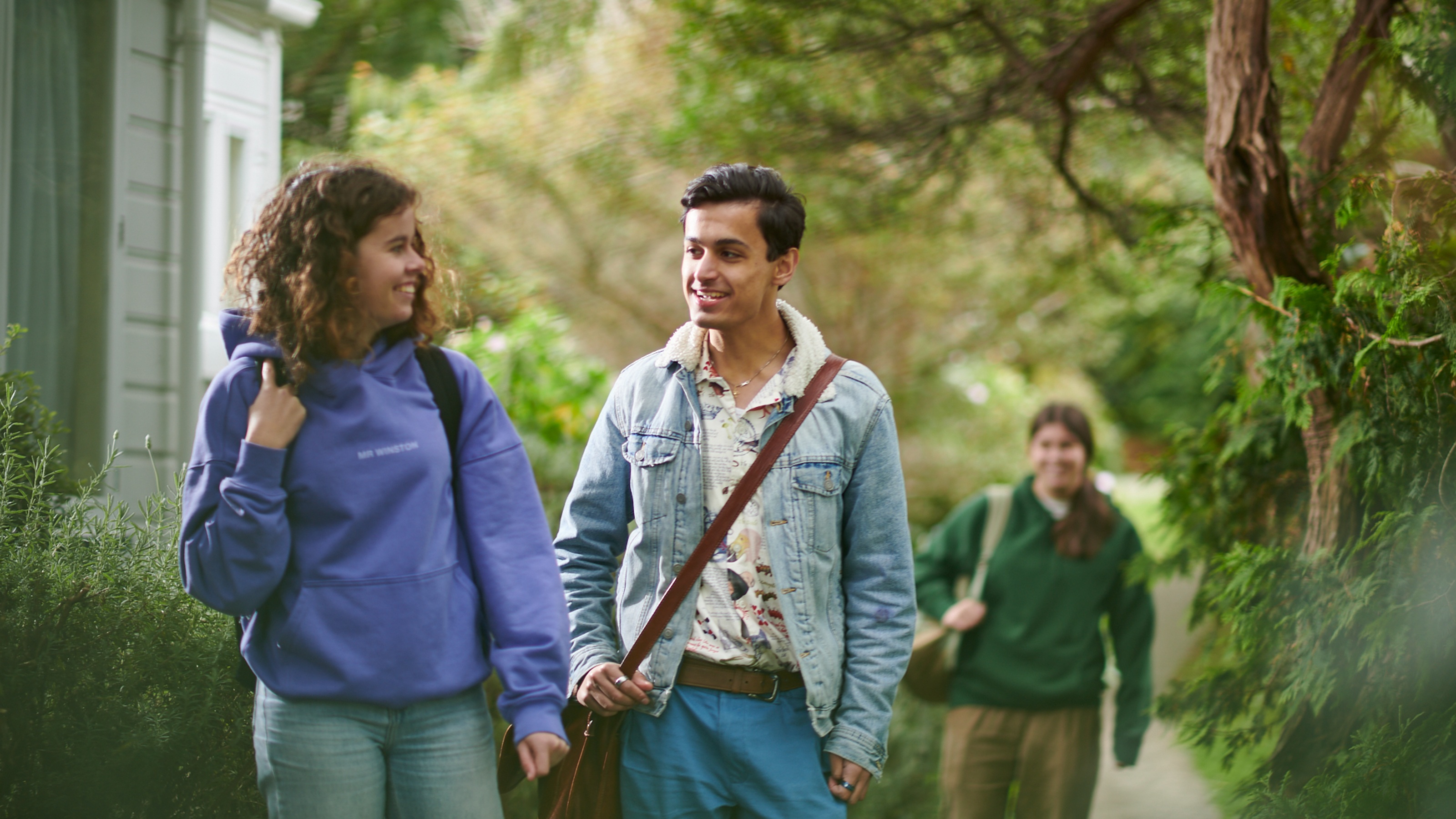 Students walking outside a hall of residence