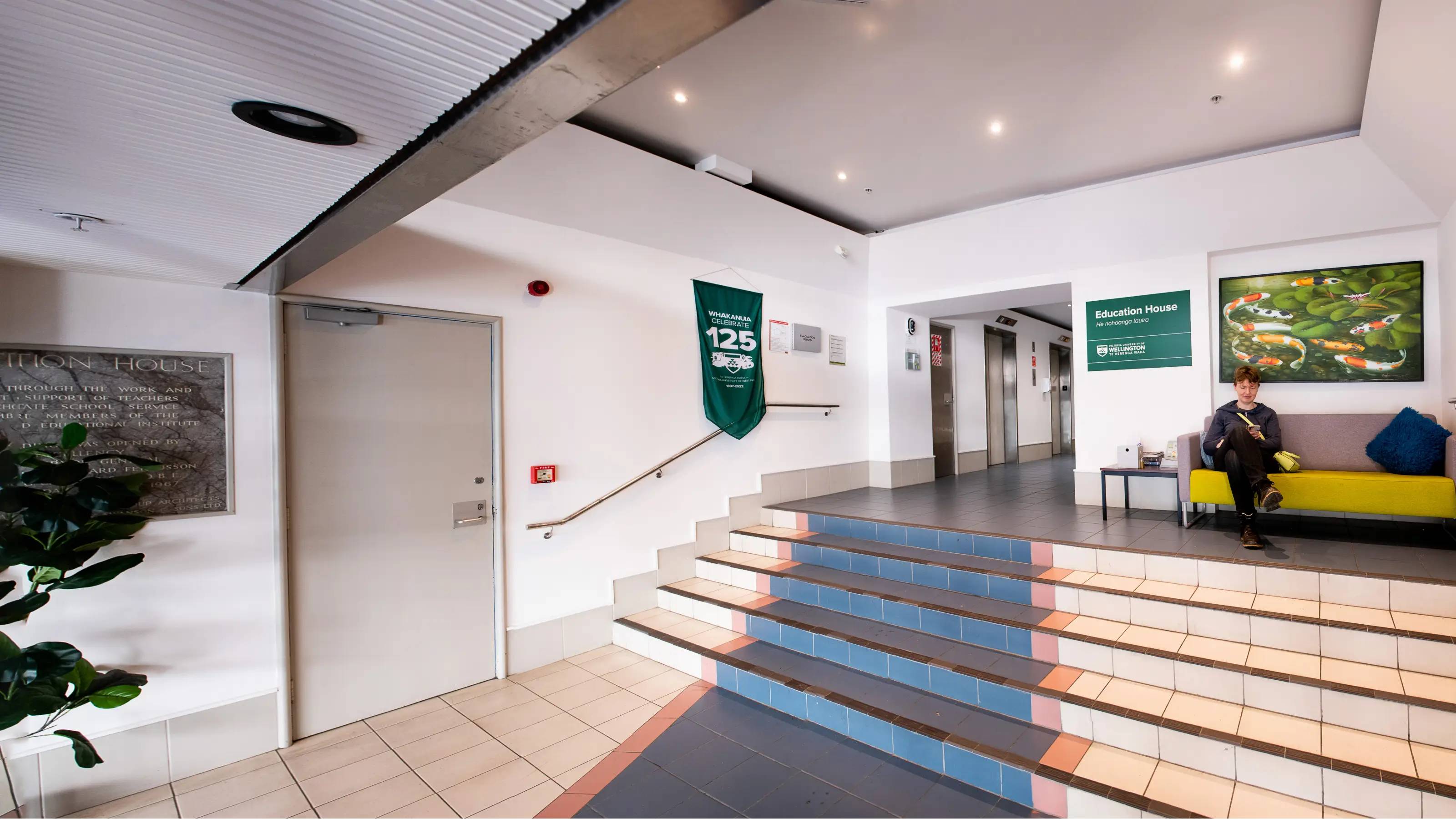 Welcoming reception area at Education House
