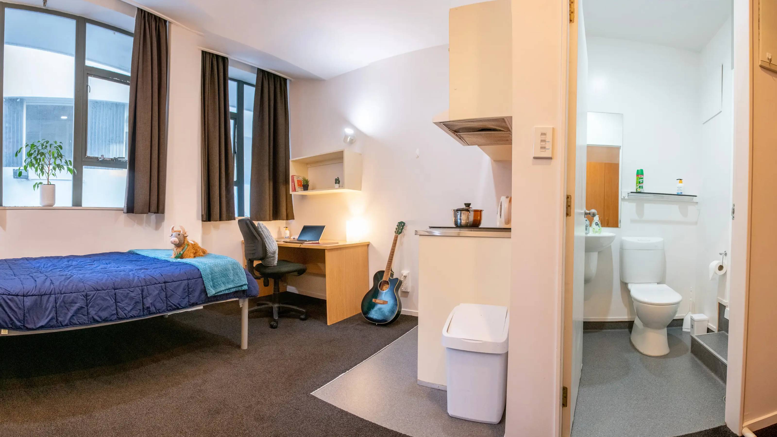 Education House Single Studio Room with kitchen & bathroom, basic furniture supplied, residents supply personal items; bedding etc