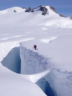Researcher on a glacier.