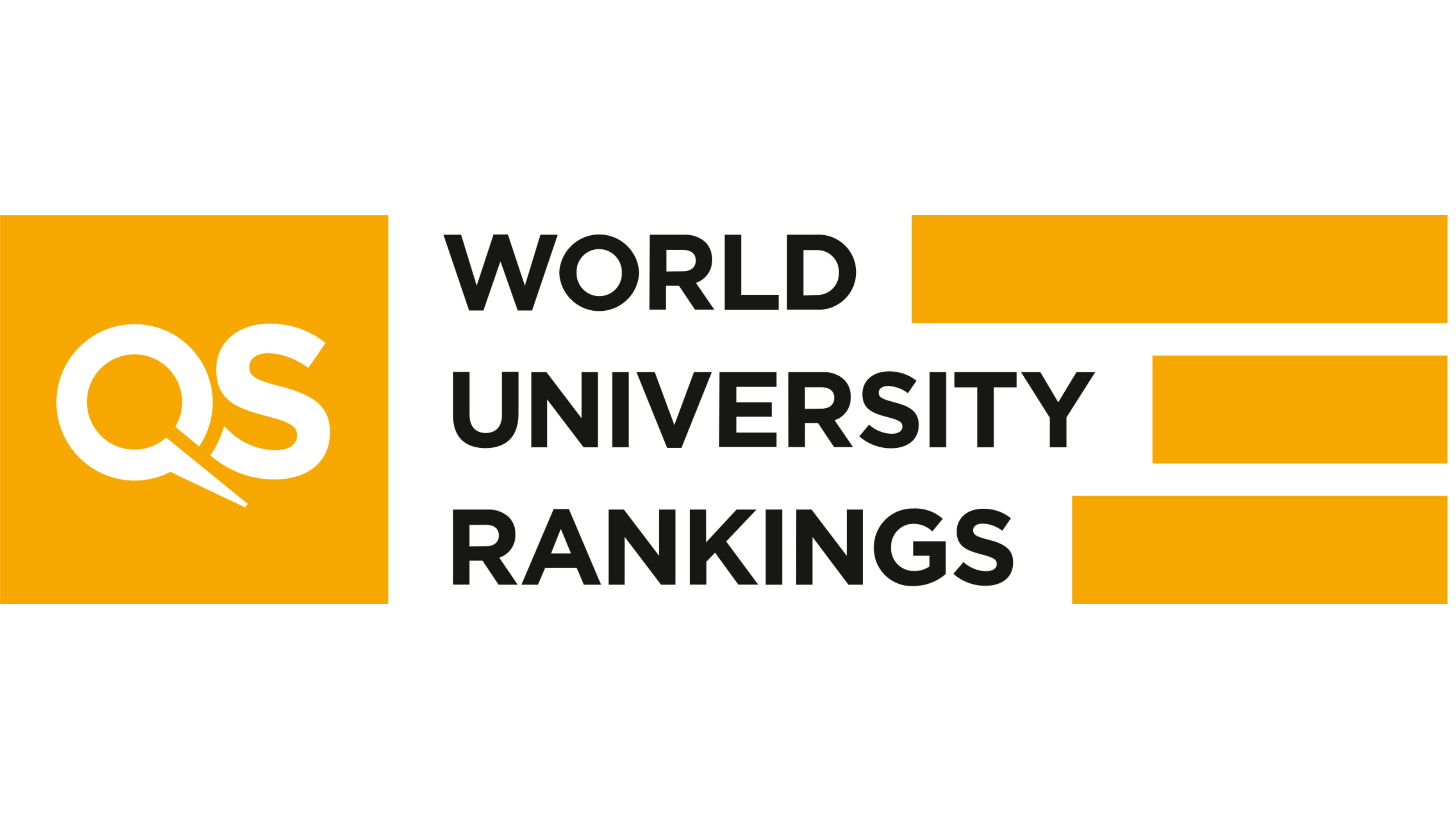 A logo reading QS world university rankings, it's orange and white.
