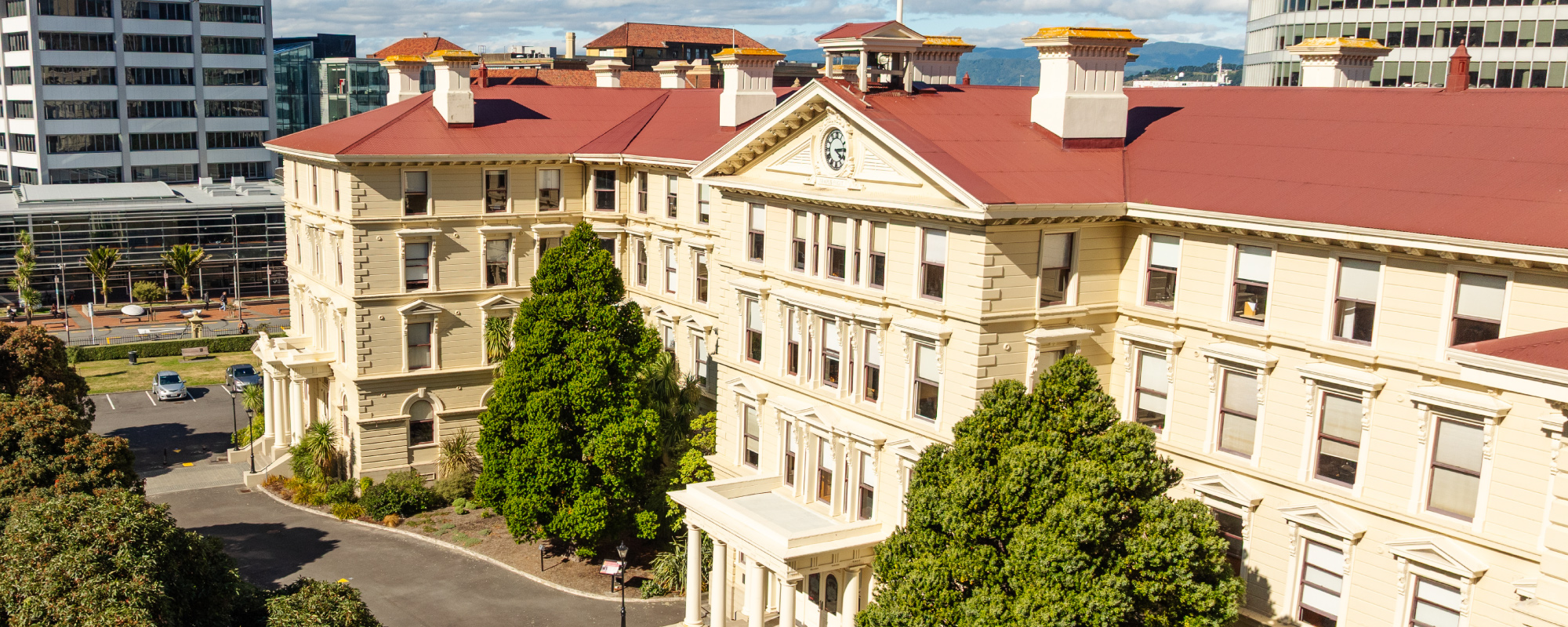 Old Government building from above, facing Rutherford House.